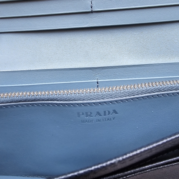 Authentic PRADA Saffiano Metal Long Wallet Purse Leather Navy - Picture 8 of 15